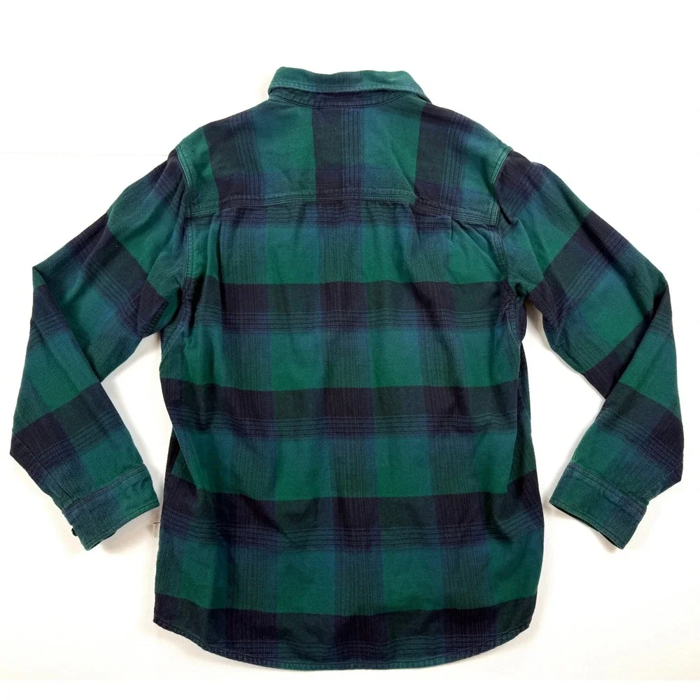 THE NORTH FACE Men's Large Flannel Plaid Single Pocket Shirt Green & Blue #1768